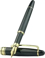 STONEGO With Ink Refill Converter, Classical Metal Fountain Pens Calligraphy Pens for Writing Drawing Journal Executive Business Gift Pens for Men Women, School, Office Medium 0.5mm Nibs (Gold)
