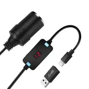 USB A to 12V Cigarette Lighter Adapter 36W, 60 CM USB C Male to Cigarette Lighter Female Socket PD Trigger Cable for Dash Cam, GPS, Etc