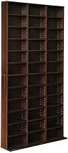 Artiss Bookshelf, Adjustable Book Shelf Bookcase Corner Display Cabinet Storage Shelves Bookshelves Stand CD DVD Rack Living Room Office Furniture, Holds 1116 CDs 528 DVDs 18mm Thick Frame Walnut