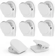 SMART&COOL 8 Pack 1.16 Inches Anti-Scratch Magnetic Clips with Silicone-Coated Base, Fridge Magnets, Office Supplies, White