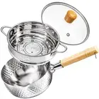 DEAYOU Stainless Steel Saucepan with Steamer, 1.2 Quart Yukihira Sauce Pan wi...