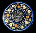 Round Marble Coffee Table Top Semi Precious Stone Inlay Work Center Table Top