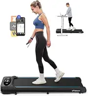[Merach] Walking Pad Treadmill,Under Desk Treadmills for Home & Office,Walking Pad Portable Walk Pad with Max 3.8MPH 40 dB,2 in 1 Quiet Portable Mini Treadmill with Remote Control, APP,LED