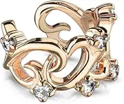 [Pain-is-Art] Linked Hearts Ear Cuff Rhodium-Plated Brass in Rose Gold - Ear Cuff, Brass