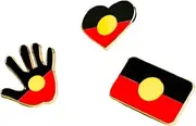 [Generic] Aboriginal Flag Lapel Pins, Hat Pins - 3-Pack - Australia, Indigenous, Souvenir, Bag Pin, Hat Pin, Raise the Flag