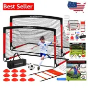 Agility Ladder & 2 Portable Soccer Goals (6x4 ft): Enhance Youth Skills Anywhere