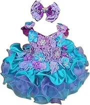 [Jenniferwu] Pageant Dress Handmade Beaded Dresses Toddler Pageant Princess Dress