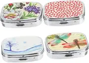 Daily Pill Organizer Medicine Box Portable Medicine Storage Box 4 Pcs Pill Cases Sealed Lid for Travel for Jewelry Earplugs