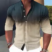 Men's Gradient Striped Geometric Pattern Shirt Button Up Shirt Long Sleeve Fashion Streetwear Designer Outdoor Casual Daily Summer Spring Fall Stand Collar Pri