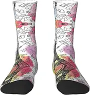 [EdWal] Soft French Paris Tour Eiffel Tower print Moisture Wicking Socks Sports Socks for Men and Women Warm thermal Boot Hiking Socks