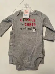 NWT Carters Just One You Sz 3M “Cookies for Santa” Christmas 2 Piece Outfit Gra
