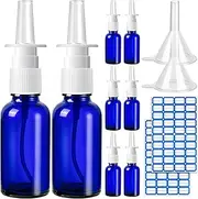 ZHWKMYP 10 Pcs Nasal Spray Bottle Empty, 30ML/1oz 6 Pcs Refillable Nasal Spray Bottle Fine Mist Glass with 2 Pcs Funnels and 2 Pcs Labels