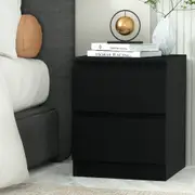 2 Drawers Artiss Bedside Table Side Table 50cm - PEPE Black