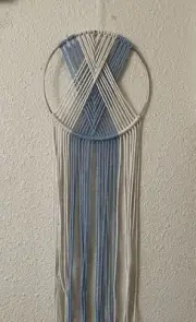 Boho Wall Art - Hoop and Cord Wall Hanging / Macrame Wall Hanging Blue