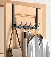 CHAUNCEY HOME Over The Door Hooks Hanger with Extended Bracket, No Assembly Required - Bathroom Accessories and Towel Rack Organization, ODH2-B-1, Matte Black