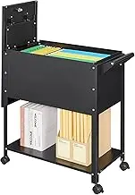 NODHM Metal Mobile File Cabinet, Rolling File Cart File Box with Sliding Cover and Wheels, Rolling Filing Cabinet Locking Tool Storage Cabinets for Home Classroom Office