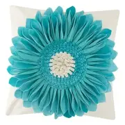 3D Sunflower Throw Pillow Cover Decorative Handmade Blue-teal Blue*beige Canvas