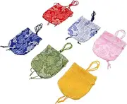 Cabilock 6pcs Brocade Jewelry Pouches Drawstring Closure Versatile Travel Bags for Jewelry and Coins Elegant Soft Red Yellow Blue Pink White Green for Weddings Parties and
