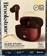 Brookstone Silent Studio True Wireless Earbuds Active Noise Cancelling Red NEW!