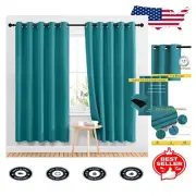 Light & Sound Blocking Sliding Door Curtains - Peacock Teal, 66"x72", Set of 2