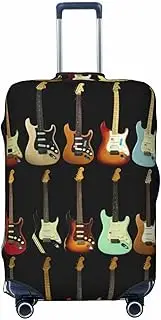 [CADREWY] Art Guitar Pattern Print Travel Suitcase Cover Luggage Protector with Elastic Anti Scratch for Carry On, Black, Large