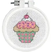Janlynn/Kid Stitch Mini Counted Cross Stitch Kit 3" Round-Cupcake (11 Count)