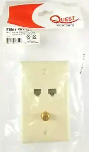 RJ12, RJ-45, 1 Coax F-Connector Quest VHT-9512 - Ivory - QUANTITY OF 10