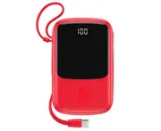 15W Digital Display Mobile Power Supply 3A Fast Charge Type-c Portable Charger with Charging Cable-Red