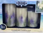 Loft Living LED Candle with Embedded Lavender Set of 3 Wax Timer NEW