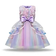 Girls' 3D Rainbow Party Dress Sleeveless Summer Spring Performance Party Birthday Princess Beautiful Sweet Kids 4-12 Years Party Dress Swing Dress A Line Dress