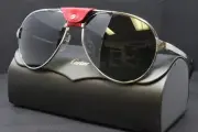 Cartier Santos Sunglasses Men's Ruthenium Metal Aviator Polarized CT0034S-006
