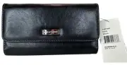 Nine & Co Black Leather Wallet Full Size TriFold NEW OLD STOCK Vintage 90s Tags