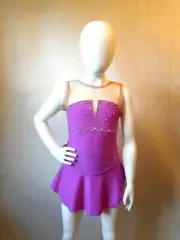 Ice Skating Dress Child L Orchid with Nude Mesh #C1184 NWT