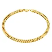 10k Yellow Gold 4mm Franco Box Square Wheat Foxtail Bracelet Chain Mens 8"