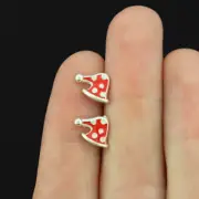 Christmas Brass Earrings - Santa Hat Studs - 10mm x 7mm - 2 Pieces 1 Pair