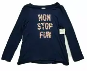 Arizona Jean Co Top Girls L 14 Blue Non Stop Fun Scoop Neck Sequin Stretch New