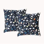 Renee Taylor Poly Velvet Printed Terazzo 50x50cm Twin Pack Filled Cushion