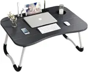 Laptop Bed Table Black Foldable Lap Standing Desk with Cup Slot for Indoor/Picni