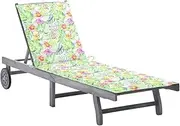 vidaXL Garden Sun Lounger with Grey Cushion - Adjustable Solid Acacia Wood Outdoor Lounge Chair - Portable Design for Patio and Poolside Relaxation.