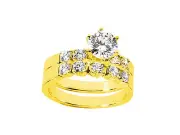 1.40Ct Round Cut Diamond Engagement Ring Wedding Band Set Solid 18k Gold G SI1