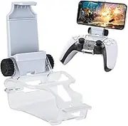 DLseego PS5 Controller Phone Mount, Foldable Mobile Phone Holder Bracket Clamp with Adjustable Clip for PS5 DualSense Wireless Controller - White