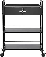 VEVOR Beauty Salon Trolley Cart, 3-Tier Hair Salon Stations Cabinet for Stylist with Lockable Drawer, MDF Rolling Storage Station with 4 Wheels (2 Lockable) for Beauty SPA Barbershop Tattoo