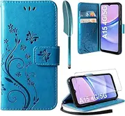 [AROYI] Leather Case Compatible with Samsung Galaxy A15 4G/5G Case and Screen Protector, Flip Wallet Mobile Phone Case PU Leather Case Card Slots Protective Case Compatible with Samsung Galaxy A15 4G/5G