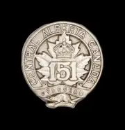 151st Canadian Battalion Central Alberta Regiment Cap Badge Hallmarked Silver