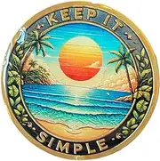 Keep It Simple Beach Sunrise Palm Tree One Day at A Time Medallion Serenity Prayer Chip