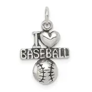 Sterling Silver Antique I (Heart) Baseball Charm