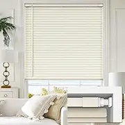 LazBlinds No Tools No Drill 1" Vinyl Mini Blinds, Cordless Blinds for Windows, Light Filtering Horizontal Window Blinds & Shades, 24" W x 64" H, Cream