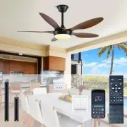 46 inch Brown Modern Ceiling Fans with Lights Remote/APP Control, Low Profile