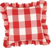 HIAKDOFT Ruffle Throw Pillow Cover Cushion Case Red for Stylish Sofa Couch Bed Decor Easy Installation with Hidden Zipper