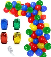 100Pcs Mario Balloon Arch Kits, Red Blue Yellow Green Latex Balloon Garland Kit